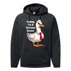 Today I Am A Serious Goose Funny Oddly Specific Dank Meme Performance Fleece Hoodie