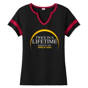 Twice In A Lifetime Total Solar Eclipse April 8 2024 Ladies Halftime Notch Neck Tee