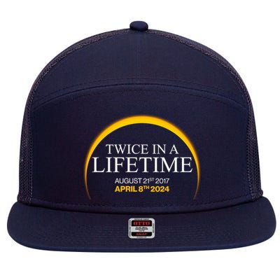 Twice In A Lifetime Total Solar Eclipse April 8 2024 7 Panel Mesh Trucker Snapback Hat