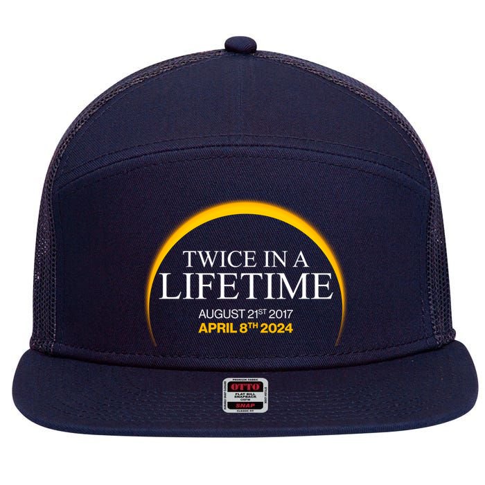 Twice In A Lifetime Total Solar Eclipse April 8 2024 7 Panel Mesh Trucker Snapback Hat