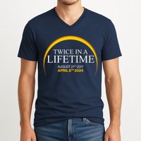 Twice In A Lifetime Total Solar Eclipse April 8 2024 V-Neck T-Shirt