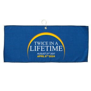 Twice In A Lifetime Total Solar Eclipse April 8 2024 Large Microfiber Waffle Golf Towel