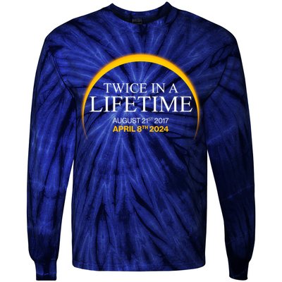 Twice In A Lifetime Total Solar Eclipse April 8 2024 Tie-Dye Long Sleeve Shirt