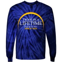 Twice In A Lifetime Total Solar Eclipse April 8 2024 Tie-Dye Long Sleeve Shirt