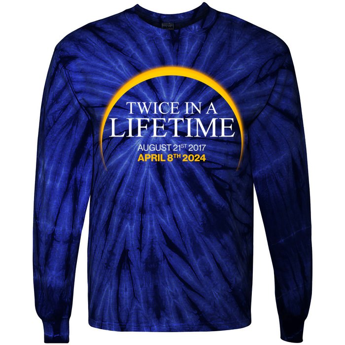Twice In A Lifetime Total Solar Eclipse April 8 2024 Tie-Dye Long Sleeve Shirt