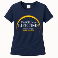Twice In A Lifetime Total Solar Eclipse April 8 2024 Womens T-Shirt