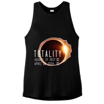 Twice in a Lifetime Totality Solar Eclipse 2017 & 2024 Ladies PosiCharge Tri-Blend Wicking Tank