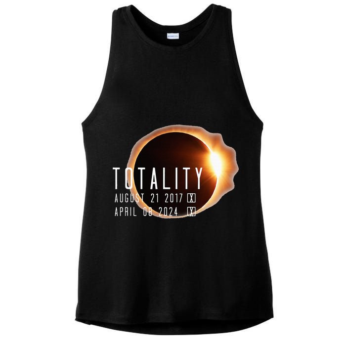 Twice in a Lifetime Totality Solar Eclipse 2017 & 2024 Ladies PosiCharge Tri-Blend Wicking Tank
