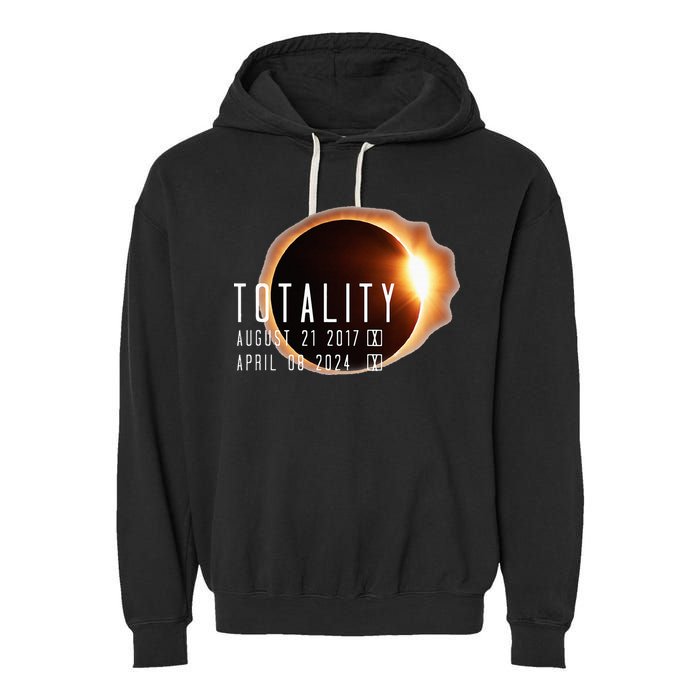 Twice in a Lifetime Totality Solar Eclipse 2017 & 2024 Garment-Dyed Fleece Hoodie