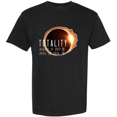 Twice in a Lifetime Totality Solar Eclipse 2017 & 2024 Garment-Dyed Heavyweight T-Shirt