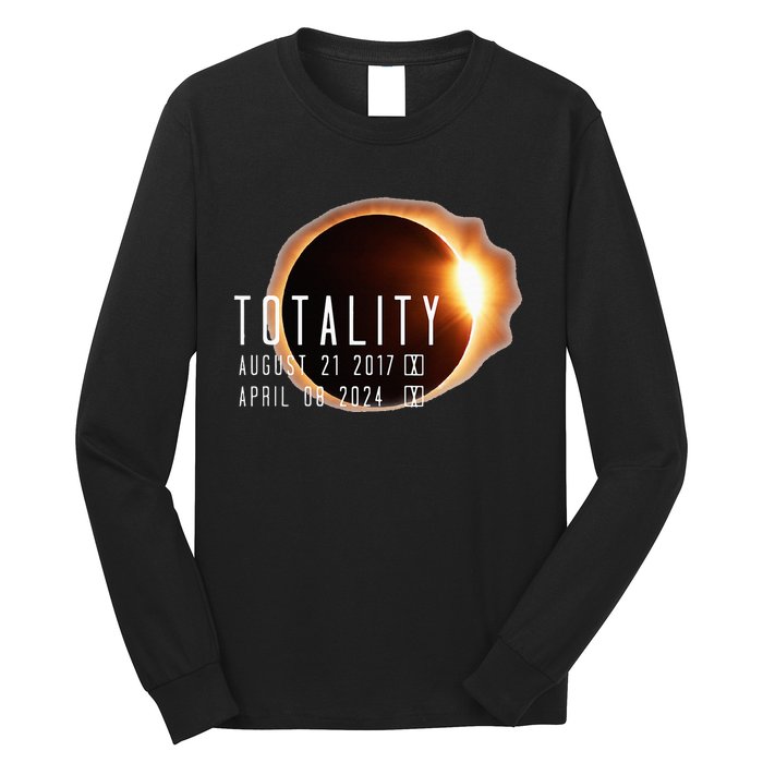 Twice in a Lifetime Totality Solar Eclipse 2017 & 2024 Long Sleeve Shirt