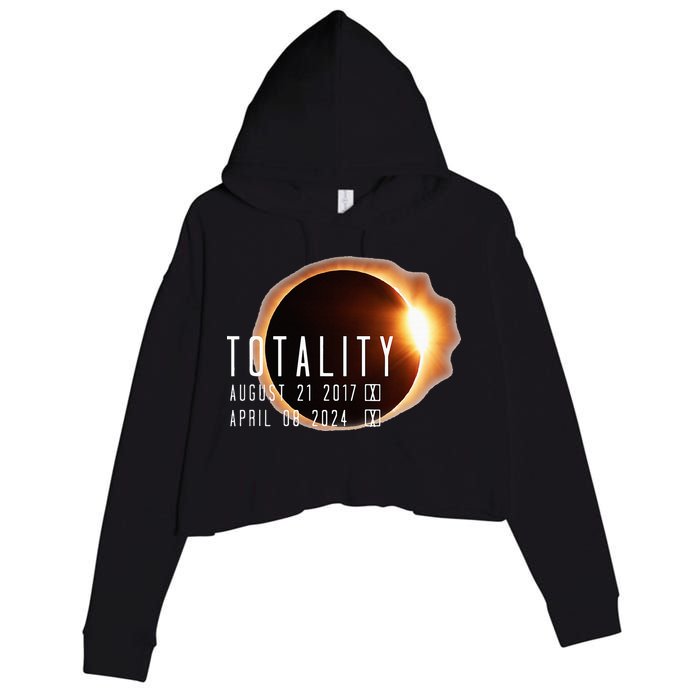 Twice in a Lifetime Totality Solar Eclipse 2017 & 2024 Crop Fleece Hoodie