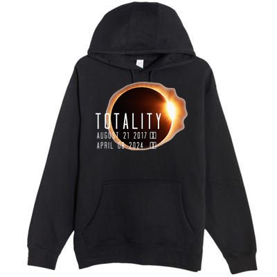 Twice in a Lifetime Totality Solar Eclipse 2017 & 2024 Premium Pullover Hoodie