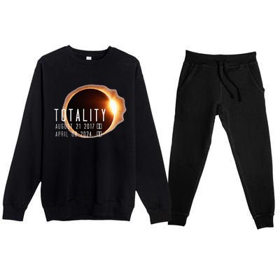 Twice in a Lifetime Totality Solar Eclipse 2017 & 2024 Premium Crewneck Sweatsuit Set