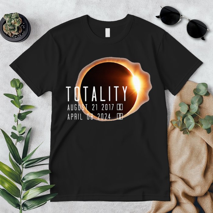 Twice in a Lifetime Totality Solar Eclipse 2017 & 2024 Premium T-Shirt