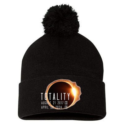 Twice in a Lifetime Totality Solar Eclipse 2017 & 2024 Pom Pom 12in Knit Beanie