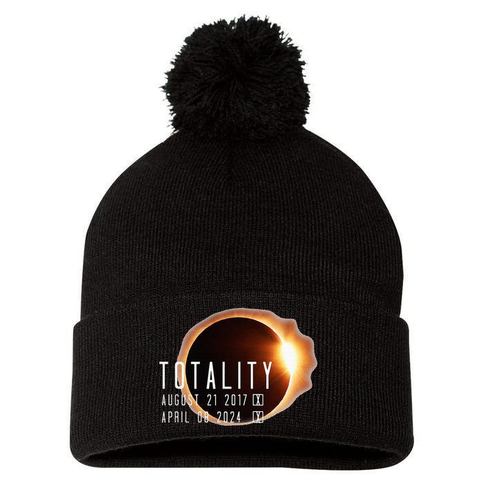 Twice in a Lifetime Totality Solar Eclipse 2017 & 2024 Pom Pom 12in Knit Beanie