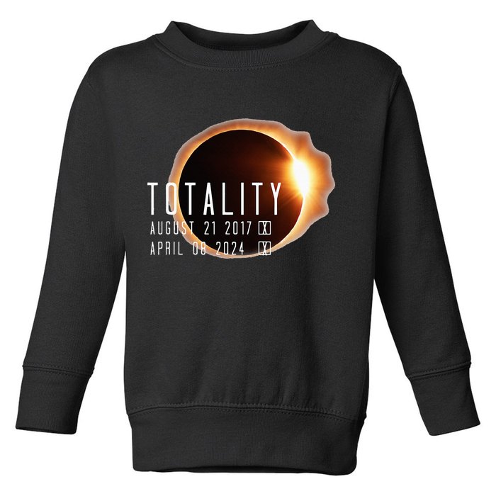 Twice in a Lifetime Totality Solar Eclipse 2017 & 2024 Toddler Sweatshirt