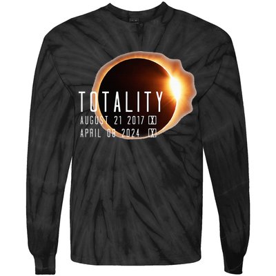 Twice in a Lifetime Totality Solar Eclipse 2017 & 2024 Tie-Dye Long Sleeve Shirt