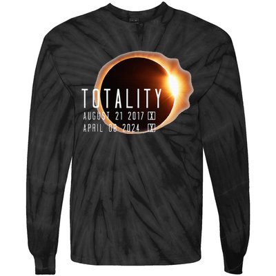 Twice in a Lifetime Totality Solar Eclipse 2017 & 2024 Tie-Dye Long Sleeve Shirt