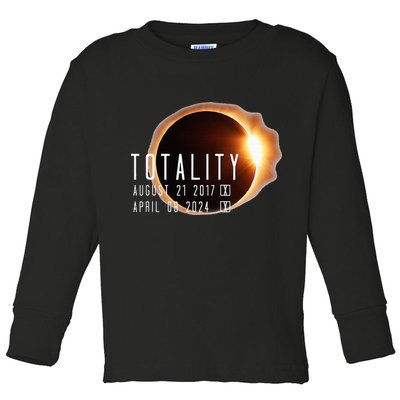 Twice in a Lifetime Totality Solar Eclipse 2017 & 2024 Toddler Long Sleeve Shirt