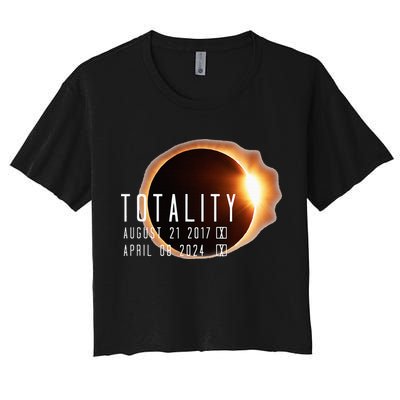 Twice in a Lifetime Totality Solar Eclipse 2017 & 2024 Crop Top