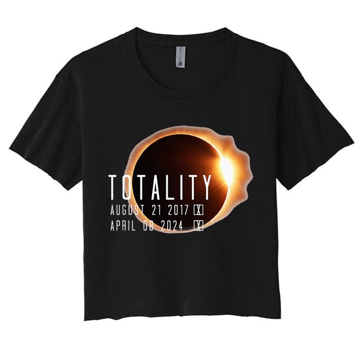 Twice in a Lifetime Totality Solar Eclipse 2017 & 2024 Crop Top