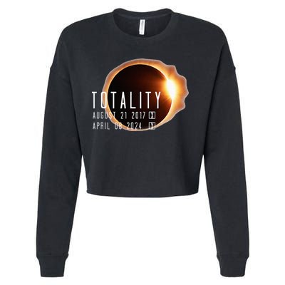 Twice in a Lifetime Totality Solar Eclipse 2017 & 2024 Cropped Pullover Crew