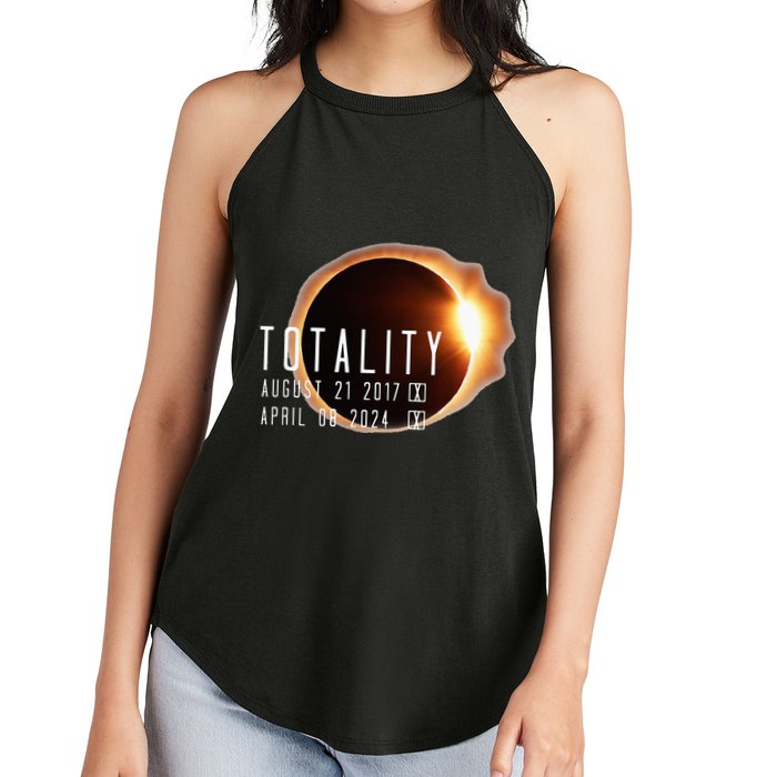 Twice in a Lifetime Totality Solar Eclipse 2017 & 2024 Women's Perfect Tri Rocker Tank