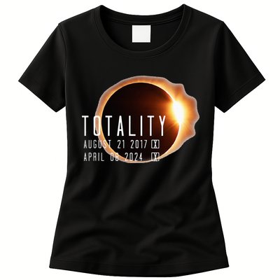 Twice in a Lifetime Totality Solar Eclipse 2017 & 2024 Womens T-Shirt
