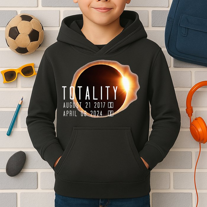 Twice in a Lifetime Totality Solar Eclipse 2017 & 2024 Kids Hoodie