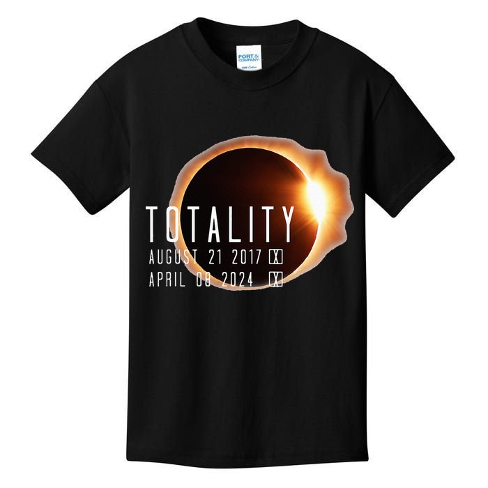 Twice in a Lifetime Totality Solar Eclipse 2017 & 2024 Kids T-Shirt