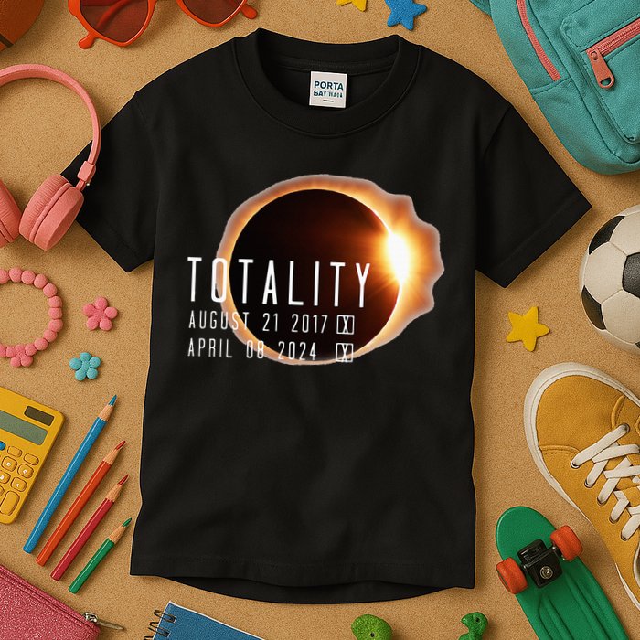 Twice in a Lifetime Totality Solar Eclipse 2017 & 2024 Kids T-Shirt