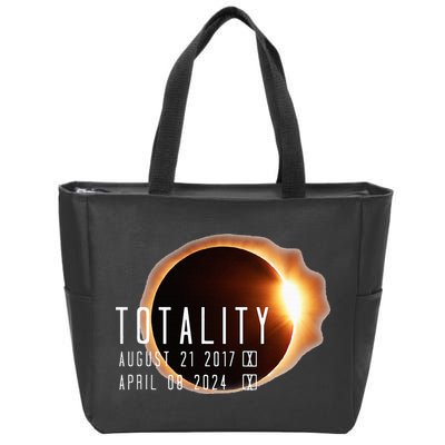 Twice in a Lifetime Totality Solar Eclipse 2017 & 2024 Zip Tote Bag