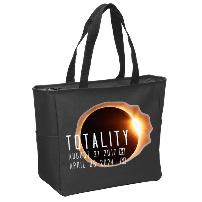 Twice in a Lifetime Totality Solar Eclipse 2017 & 2024 Zip Tote Bag