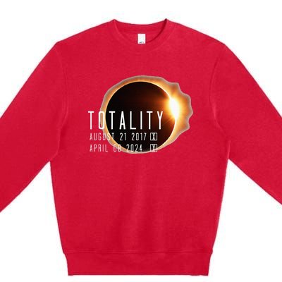 Twice in a Lifetime Totality Solar Eclipse 2017 & 2024 Premium Crewneck Sweatshirt