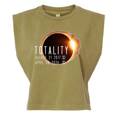 Twice in a Lifetime Totality Solar Eclipse 2017 & 2024 Garment-Dyed Women's Muscle Tee