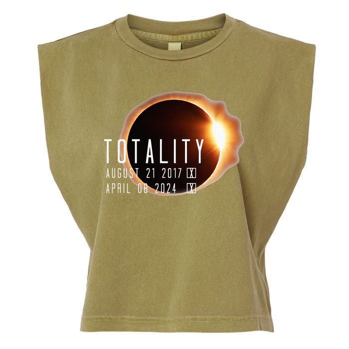 Twice in a Lifetime Totality Solar Eclipse 2017 & 2024 Garment-Dyed Women's Muscle Tee