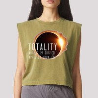 Twice in a Lifetime Totality Solar Eclipse 2017 & 2024 Garment-Dyed Women's Muscle Tee