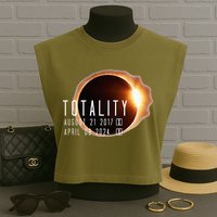 Twice in a Lifetime Totality Solar Eclipse 2017 & 2024 Garment-Dyed Women's Muscle Tee
