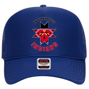 The Indians At Indianapolis Cool Vector Design High Crown Mesh Back Trucker Hat