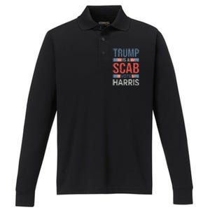 Trump Is A Scab Trumps A Scab Performance Long Sleeve Polo