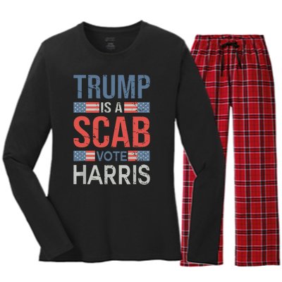 Trump Is A Scab Trumps A Scab Women's Long Sleeve Flannel Pajama Set 