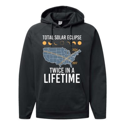 Twice In A Lifetime Solar Eclipse 2024 Total Eclipse Performance Fleece Hoodie