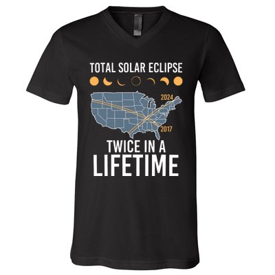 Twice In A Lifetime Solar Eclipse 2024 Total Eclipse V-Neck T-Shirt