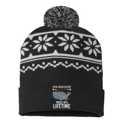 Twice In A Lifetime Solar Eclipse 2024 Total Eclipse USA-Made Snowflake Beanie