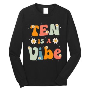 Ten Is A Vibe 10th Birthday Party 10 Ten Year Old Decor Long Sleeve Shirt