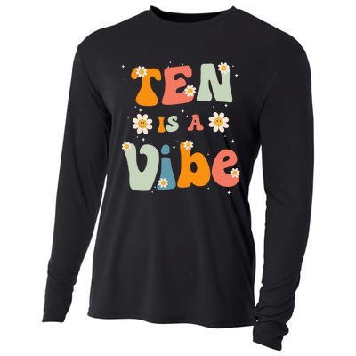 Ten Is A Vibe 10th Birthday Party 10 Ten Year Old Decor Cooling Performance Long Sleeve Crew