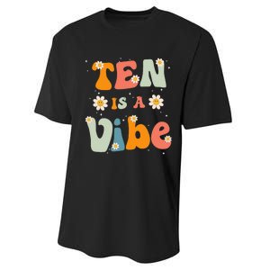 Ten Is A Vibe 10th Birthday Party 10 Ten Year Old Decor Performance Sprint T-Shirt