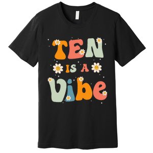 Ten Is A Vibe 10th Birthday Party 10 Ten Year Old Decor Premium T-Shirt